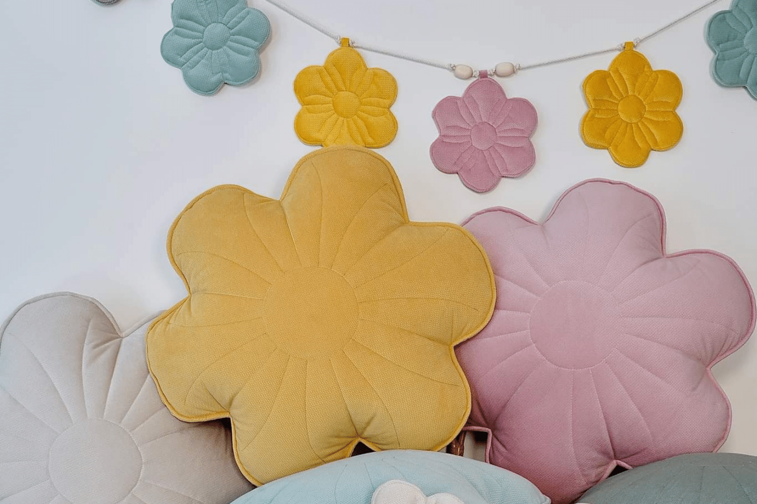 Honey Velour Flower Cushion