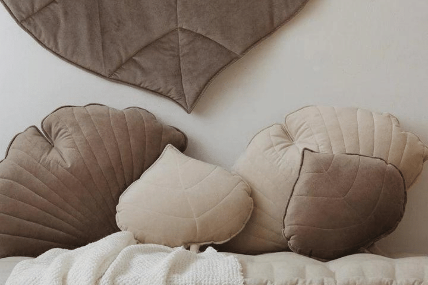 Cream Leaf Cushion