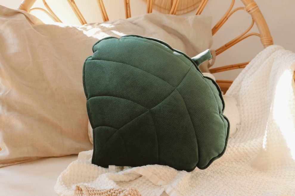 Cuscino foglia in Velluto Green