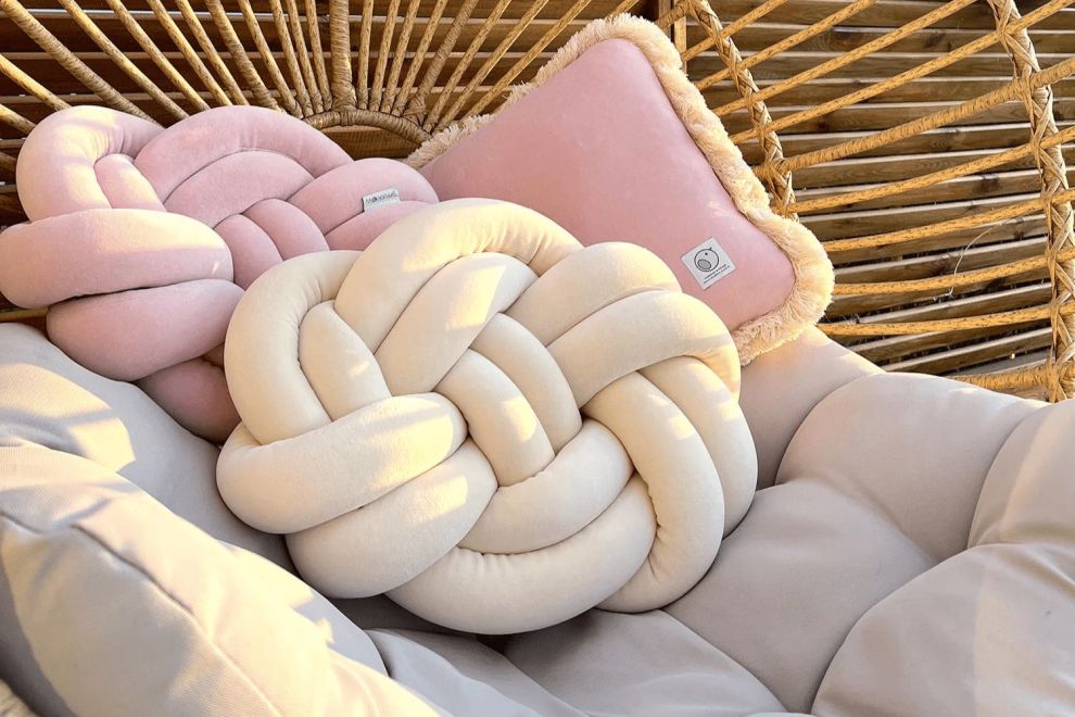 Coussin Noeud Vieux Rose