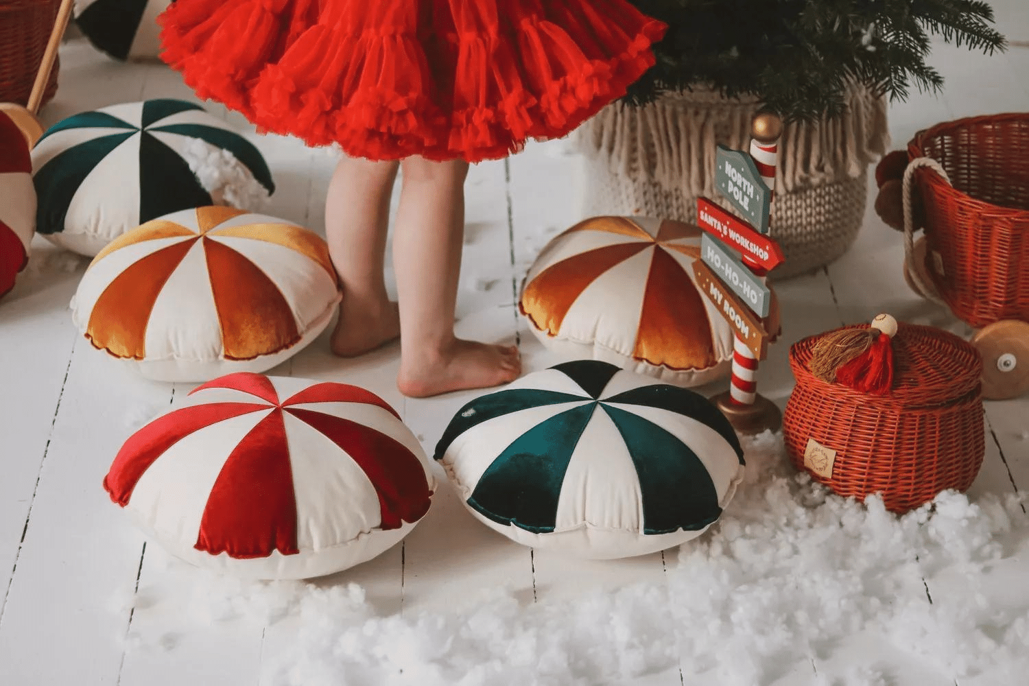 Almofada de Natal Vermelha e Bege