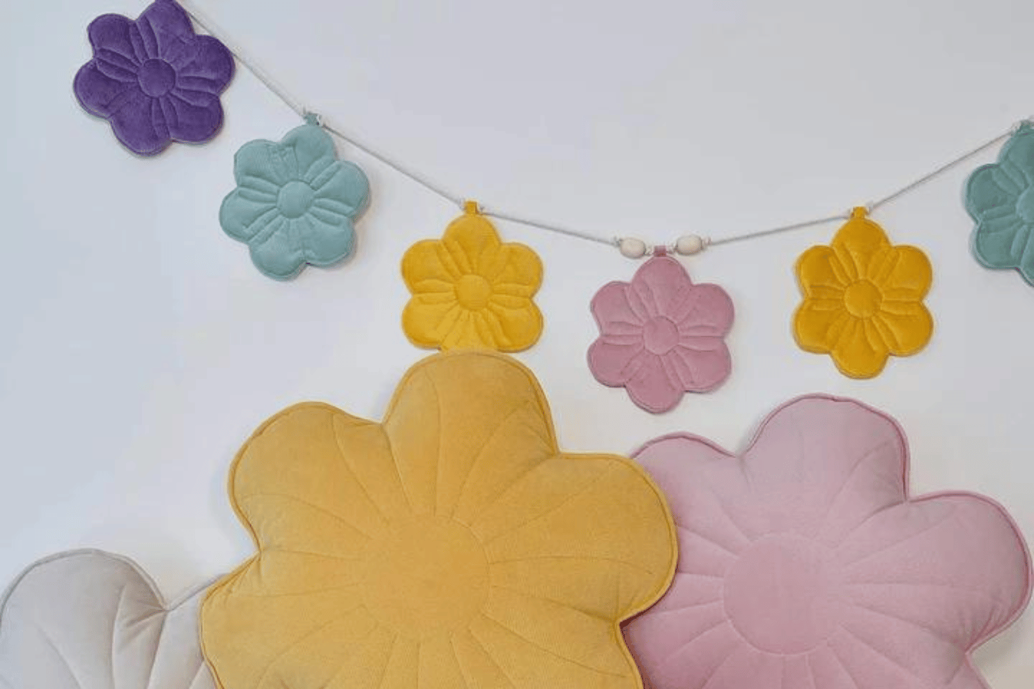 Velour Flower Garland - Rainbow Bouqet