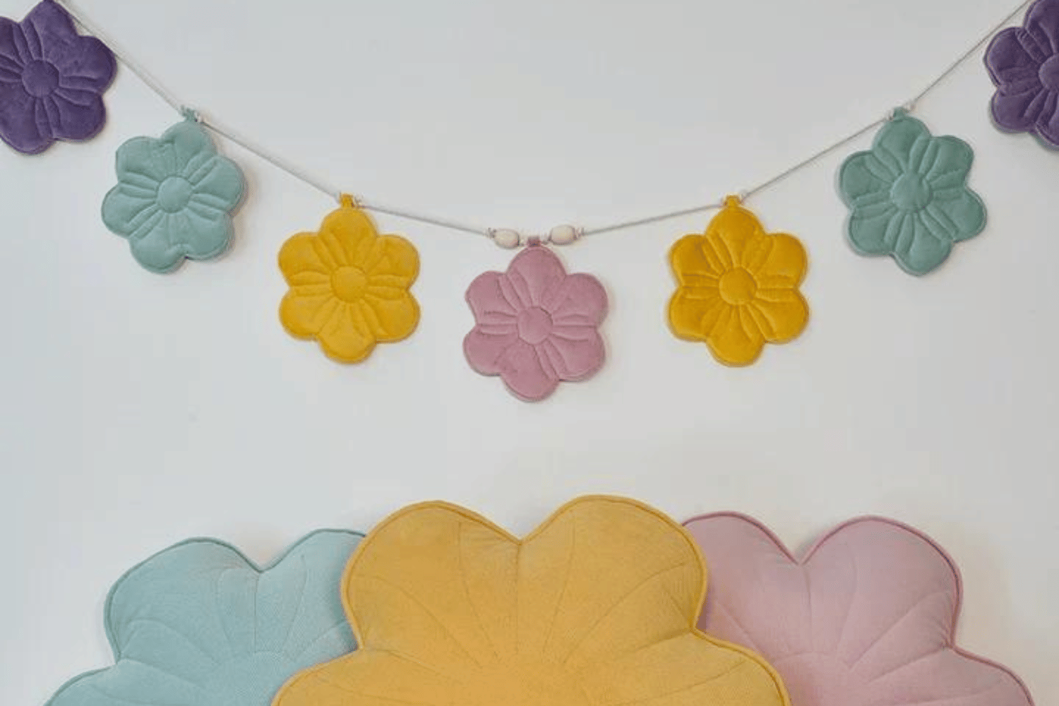 Velour Flower Garland - Rainbow Bouqet