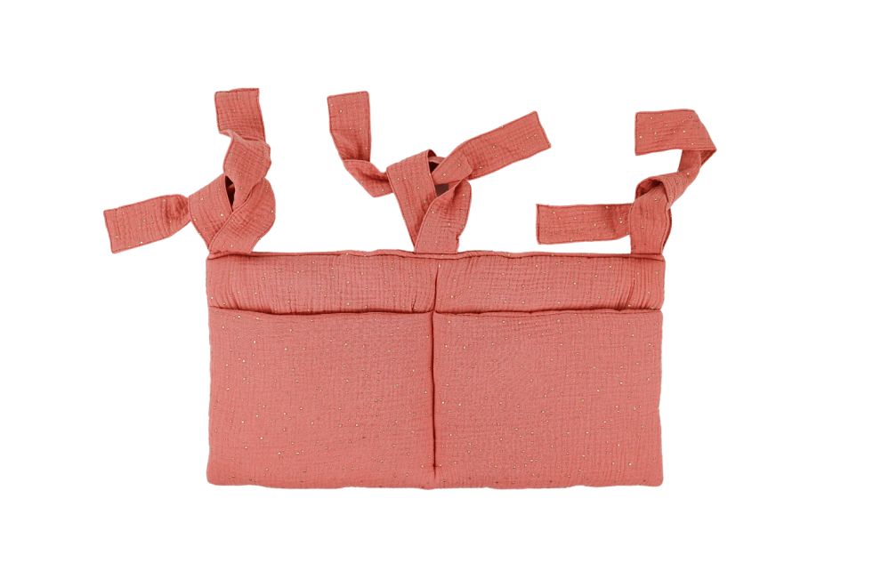 Bed Organiser - Coral & Gold Dots