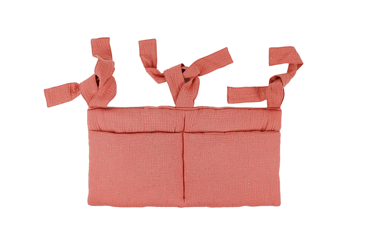 Pochette de Rangement Lit - Corail à Pois Dorés