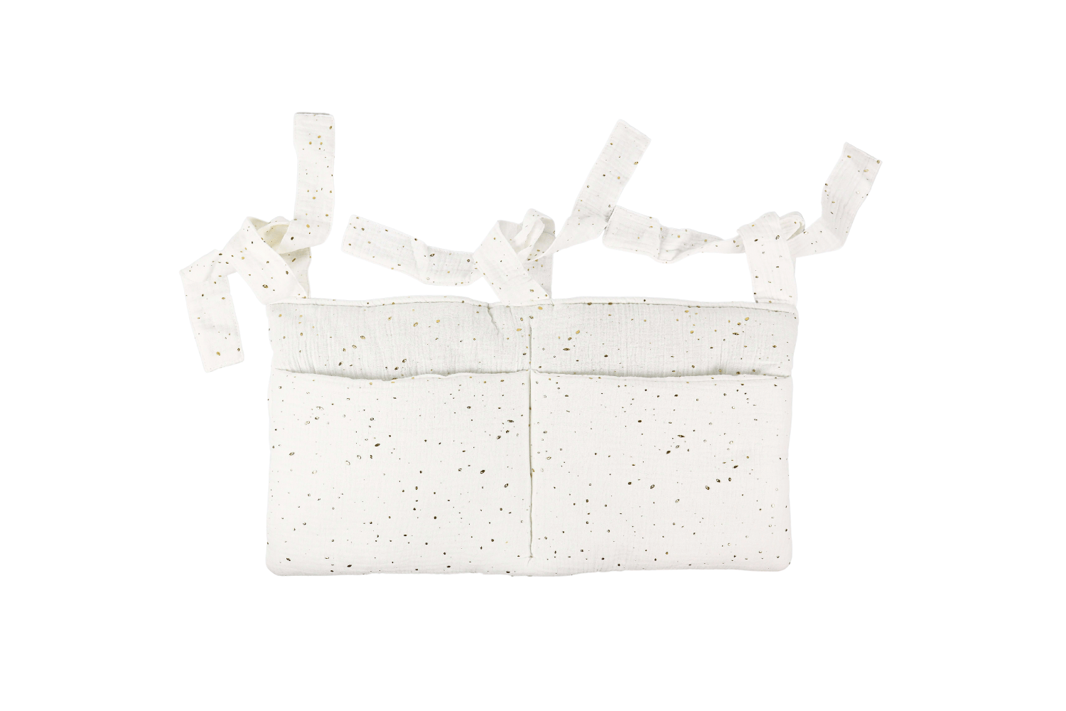 Pochette de Rangement Lit - Blanc à Pois Dorés