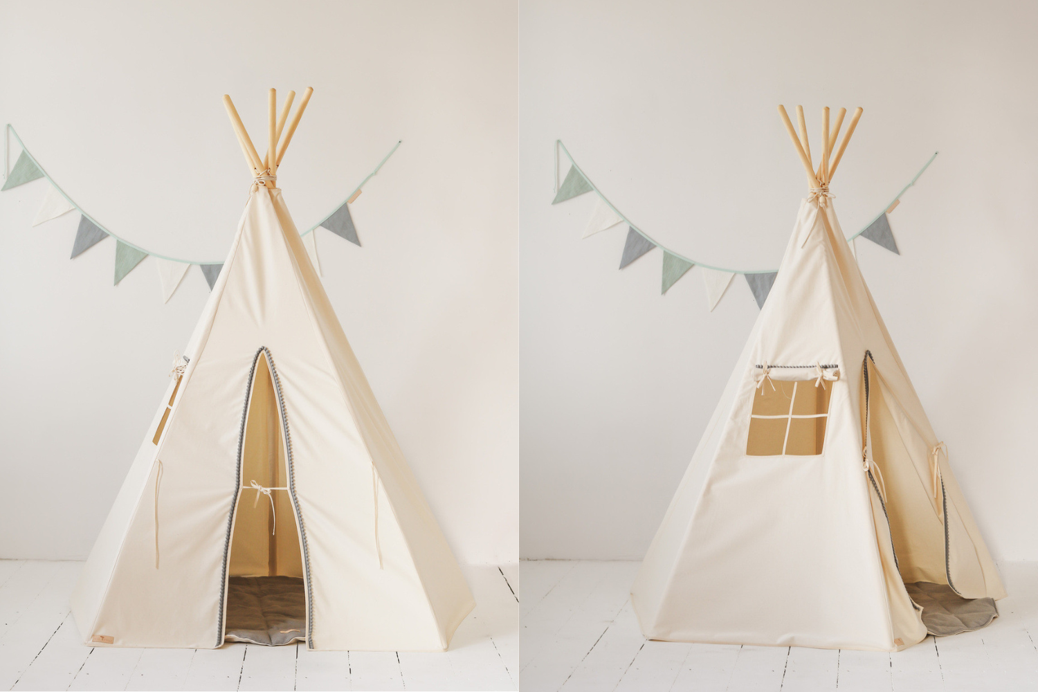 Grey Pompoms Tipi