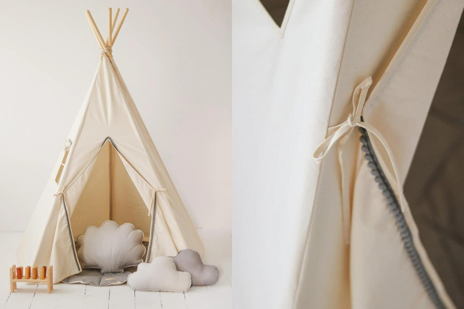 Grey Pompoms Tipi