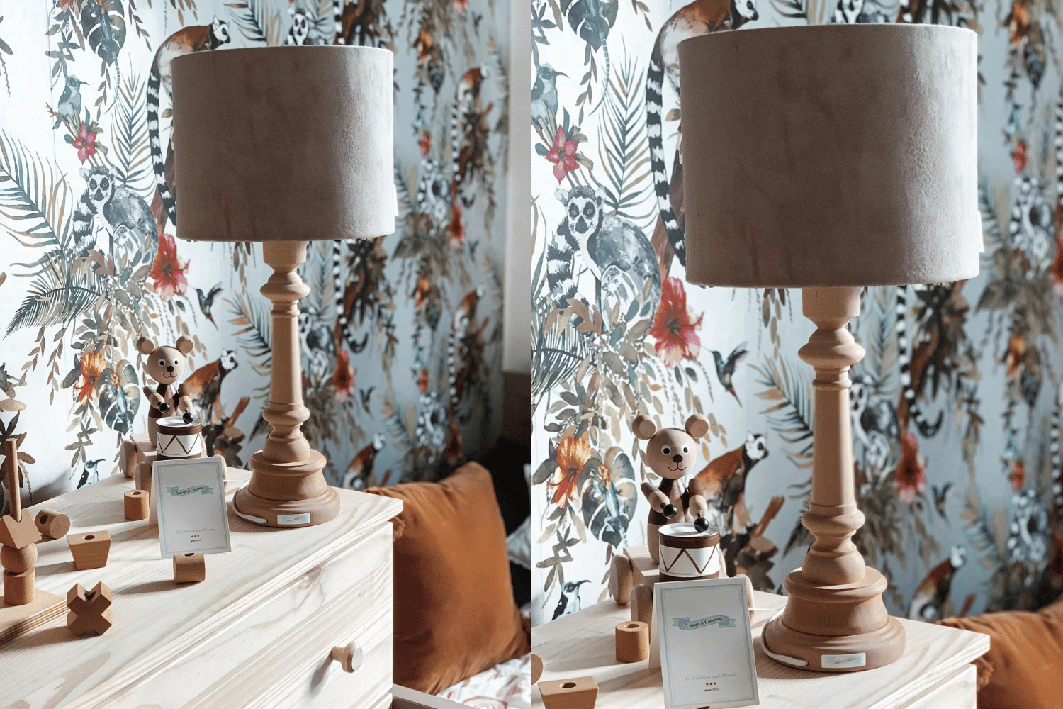 Brown Velvet Large Bedside Lamp