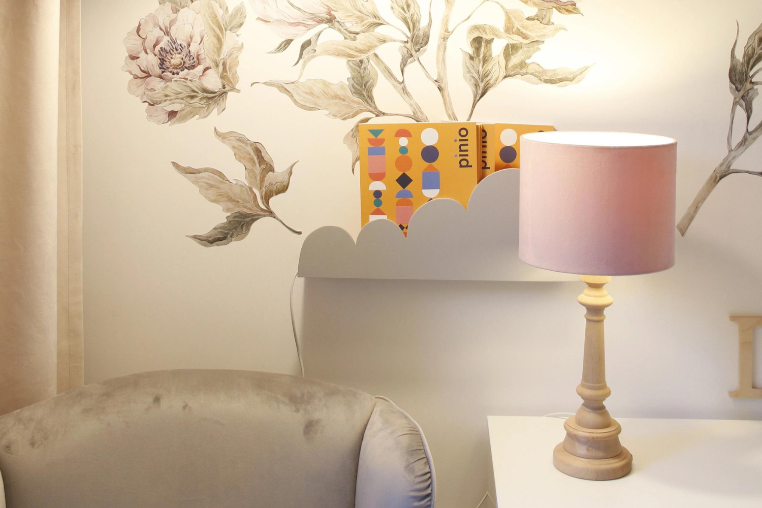 Grande Lampe de Chevet en Velours Rose Grande Lampe de Chevet en Velours Rose