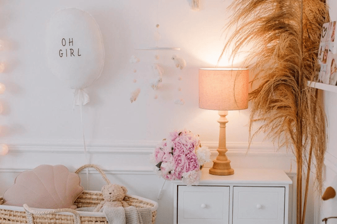 Grande Lampada da comodino in velluto Rosa