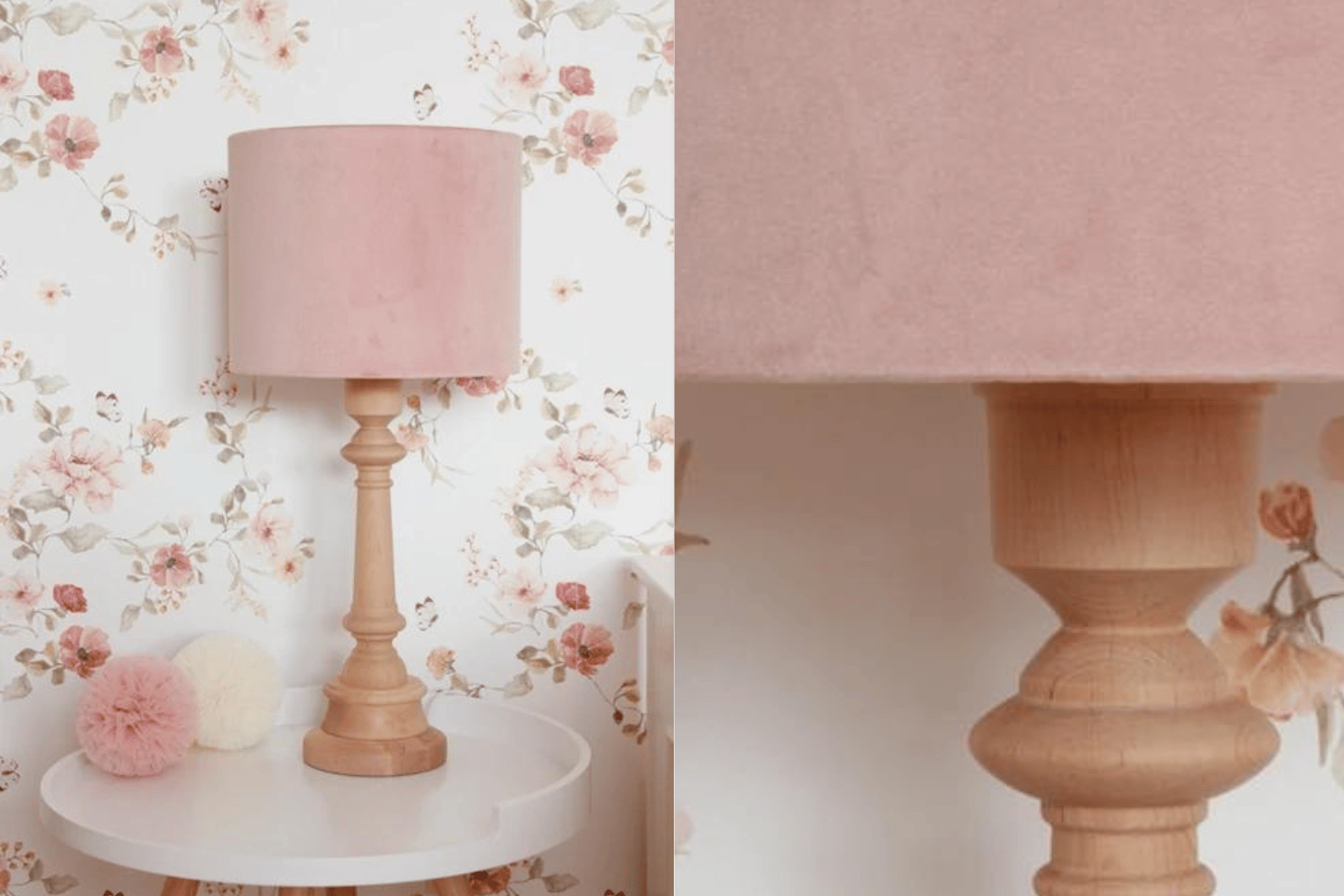 Grande Lampe de Chevet en Velours Rose Grande Lampe de Chevet en Velours Rose
