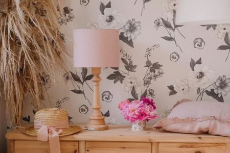Pink Linen Large Bedside Lamp