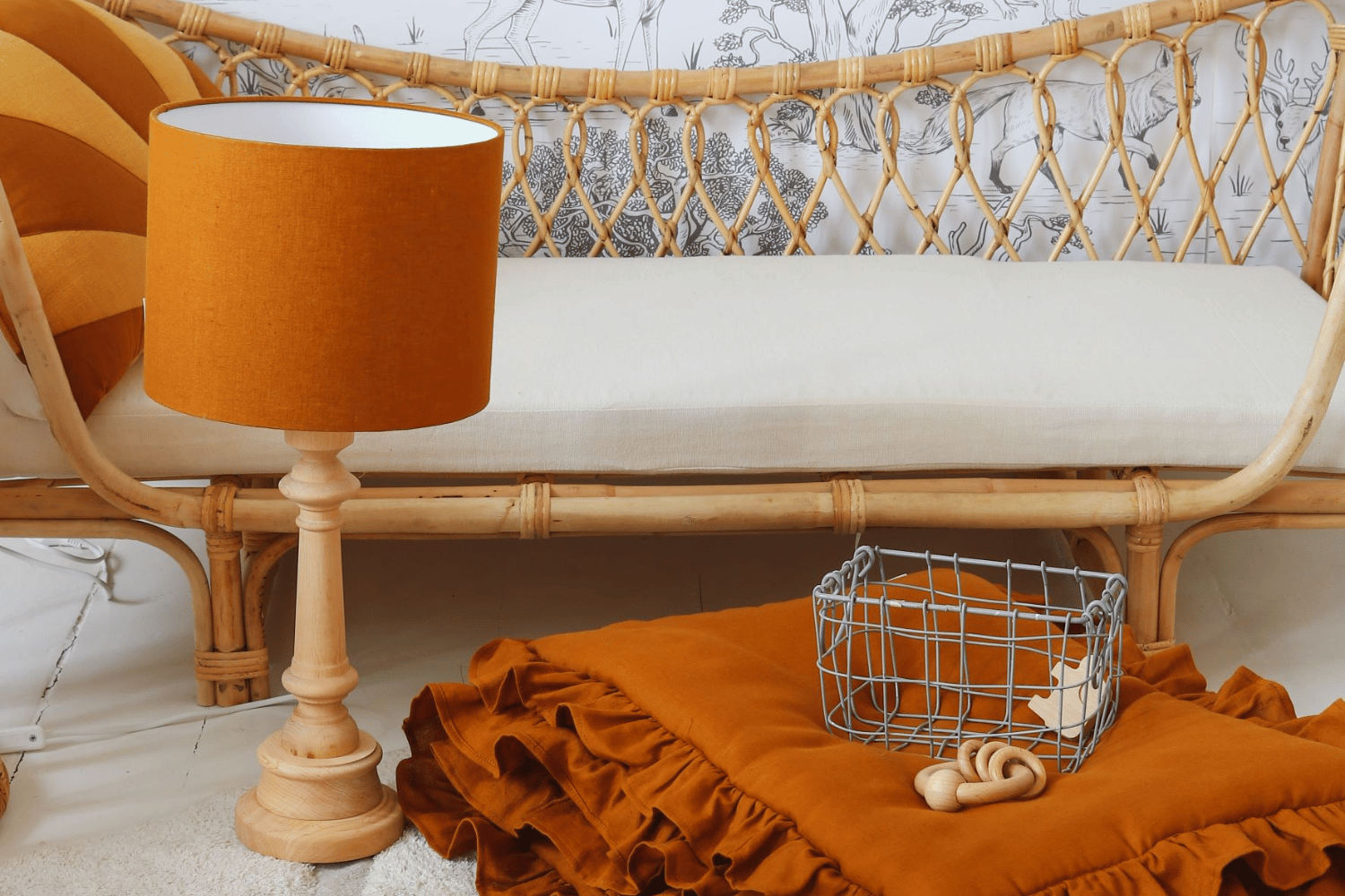 Mustard Linen Large Bedside Lamp