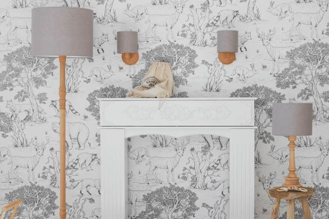 Lámpara Grande De Mesa De Lino Gris