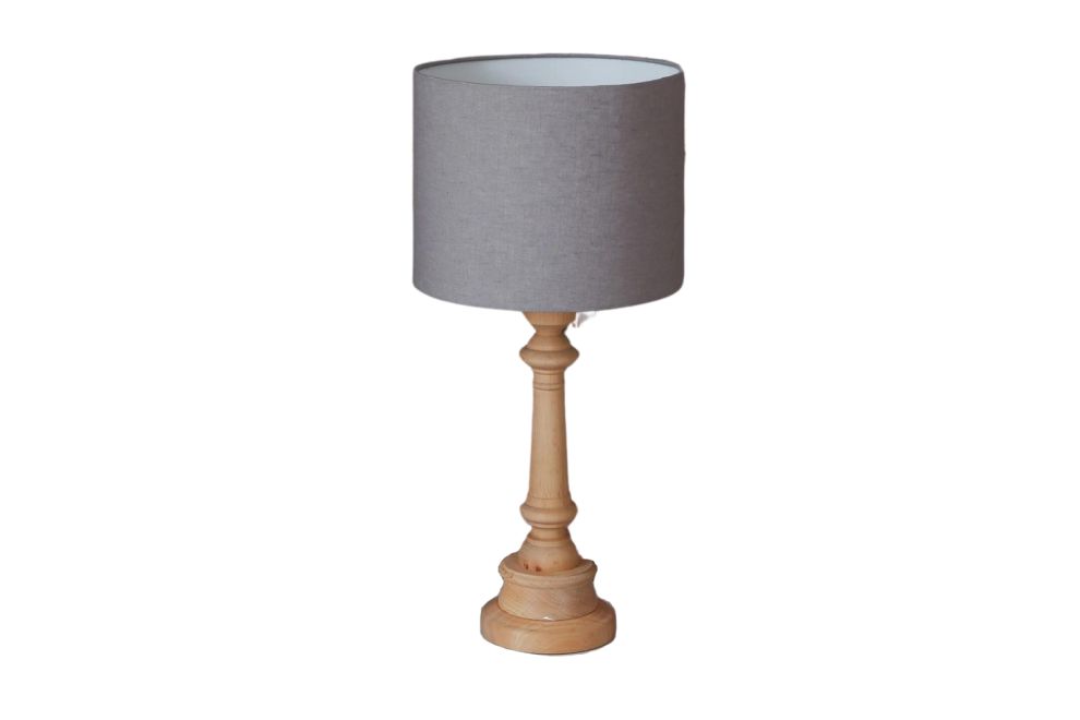 Grey Linen Large Bedside Lamp