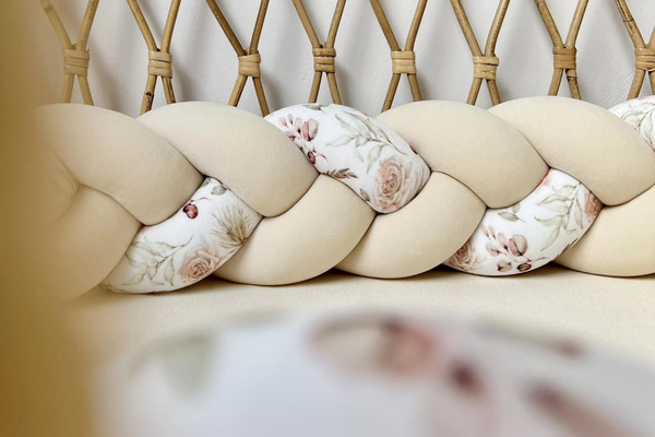 Pletený bok postýlky 3 Épis - Boho Mandlová Květiny