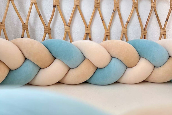 Pletený bok postýlky 3 Épis - Ice Blue, Mandlová, Béžová
