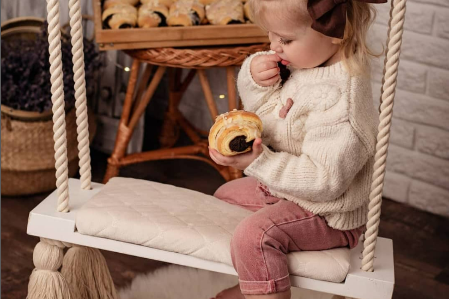 Vintage Pink Wood Swing