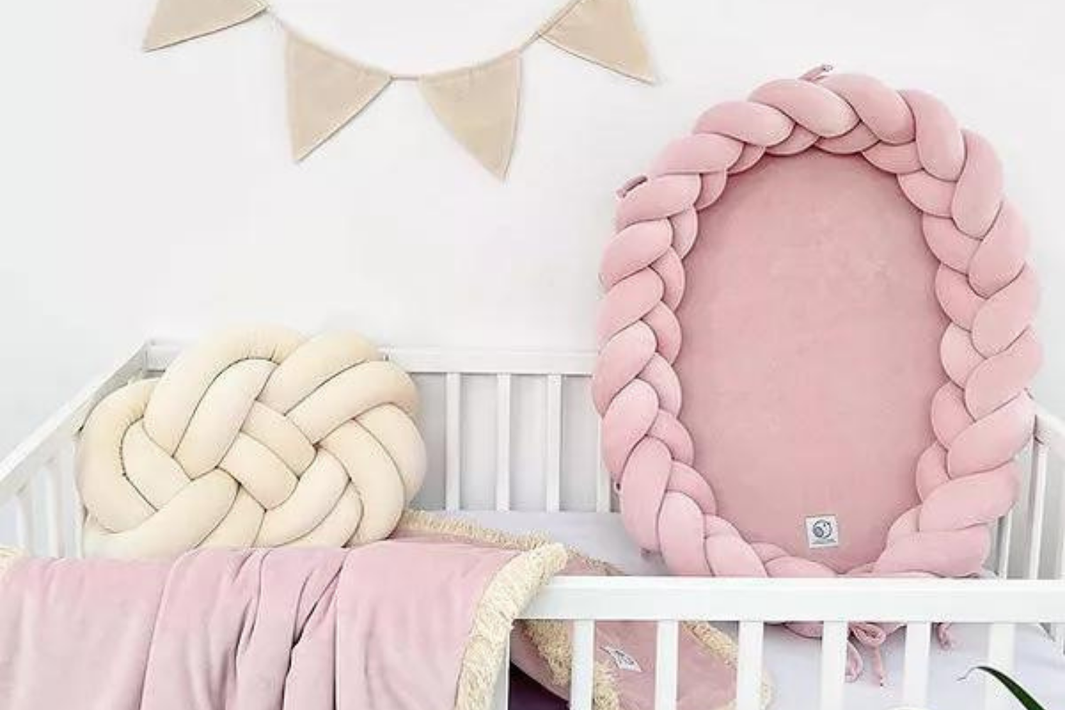 Cocoon-Babynestchen Geflochten Powder Pink