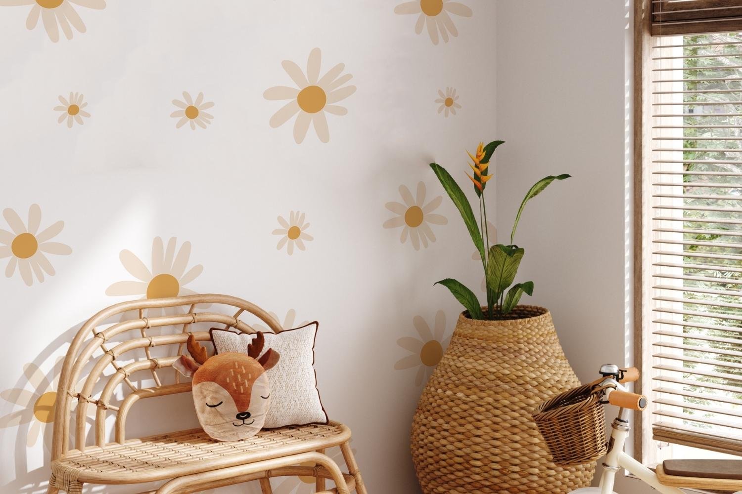 Papel de Parede Daisies - Branco