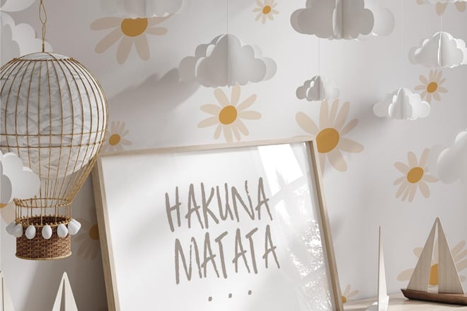 Papel Pintado Margaritas - Blanco