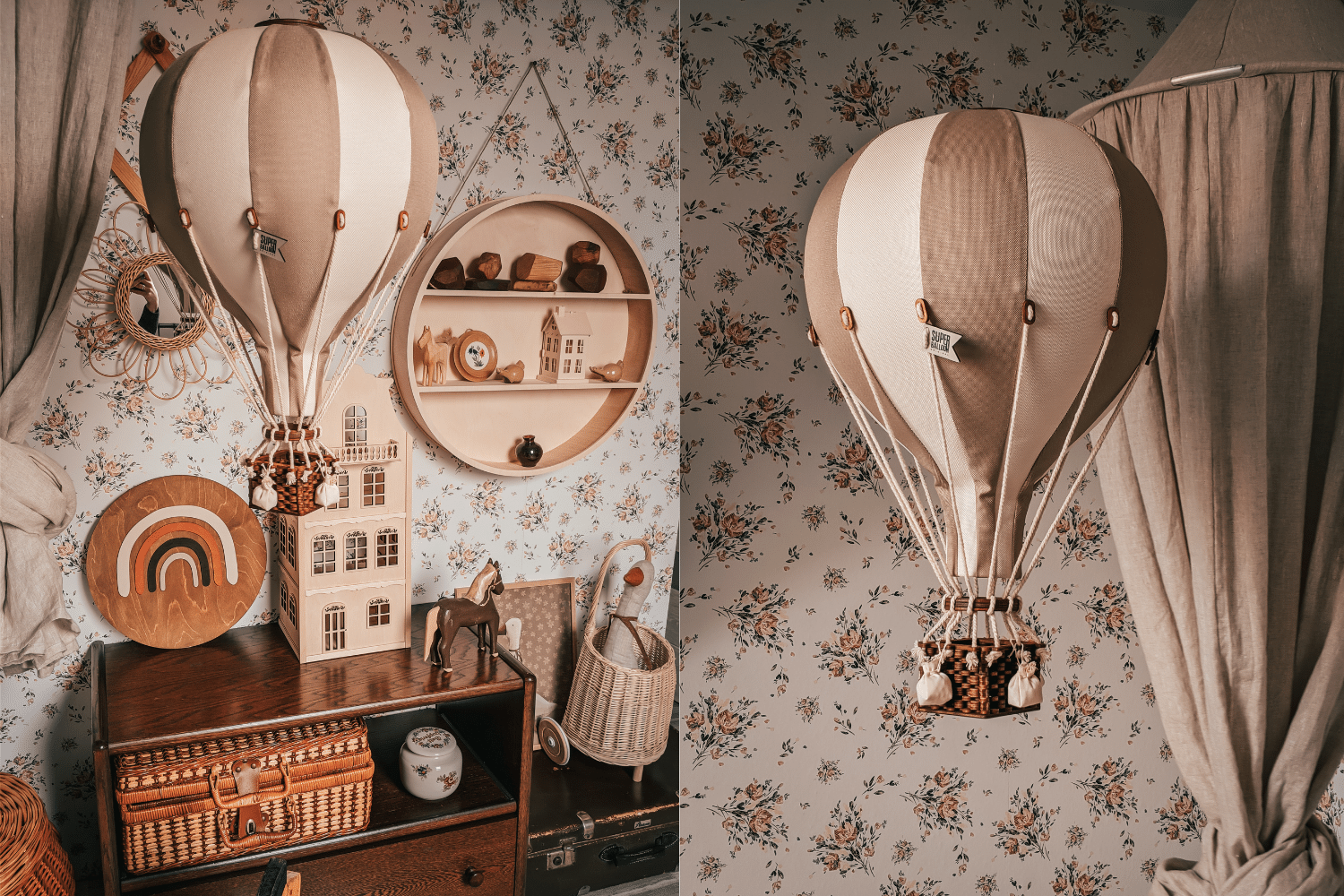 Beige & Brown Hot Air Balloon