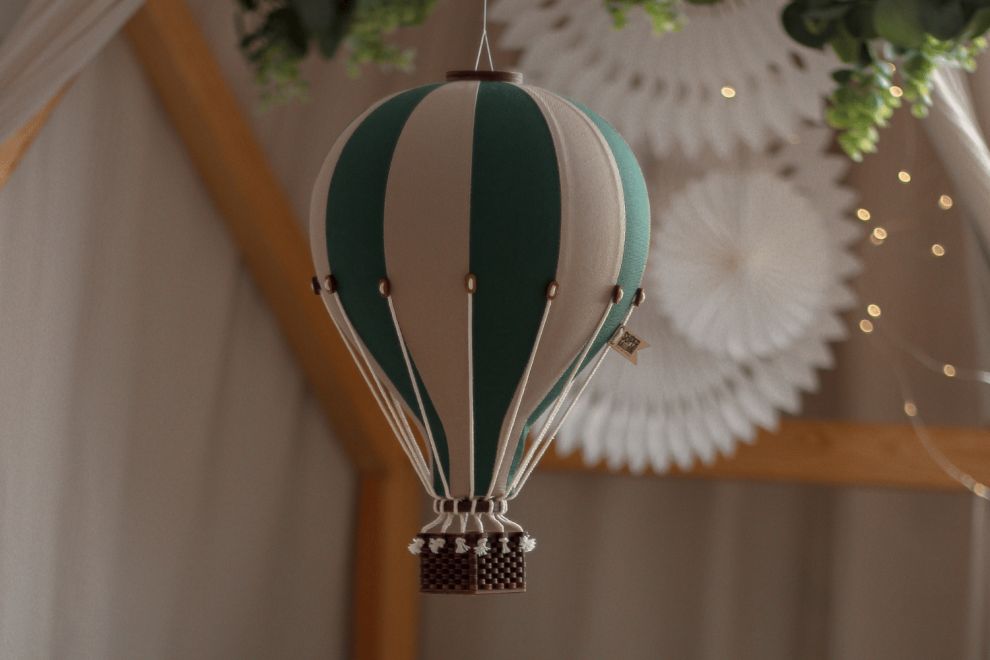Balão de ar quente Verde & Bege