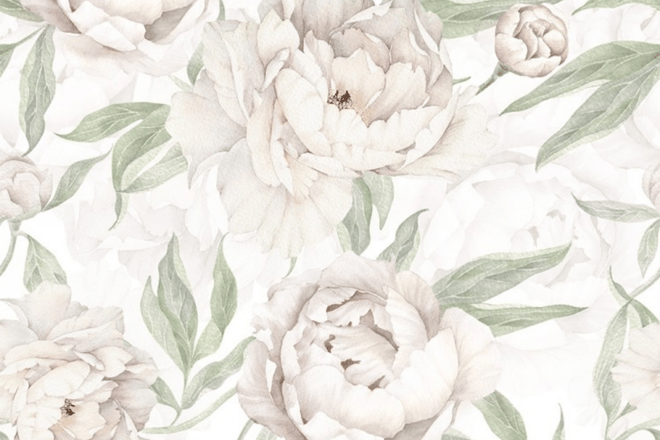 Carta da Parati Peonie Bianche