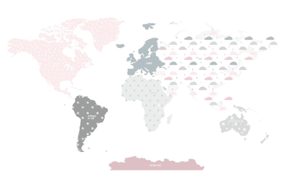 Carte du Monde Rose