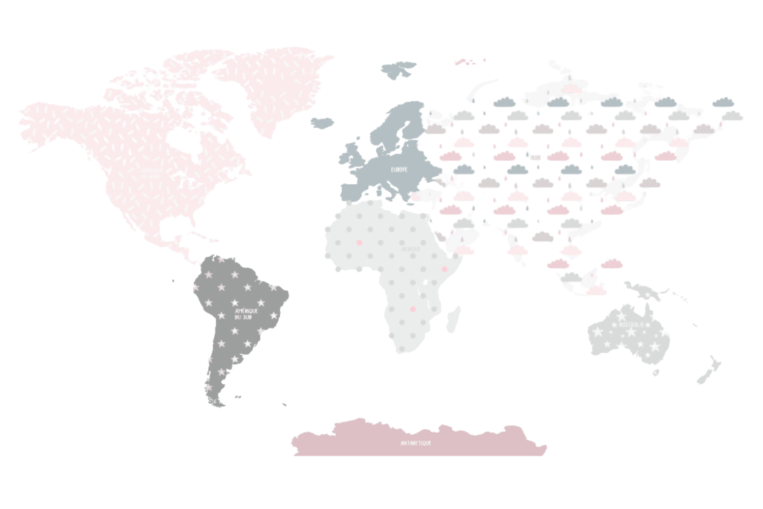 Carte du Monde Rose