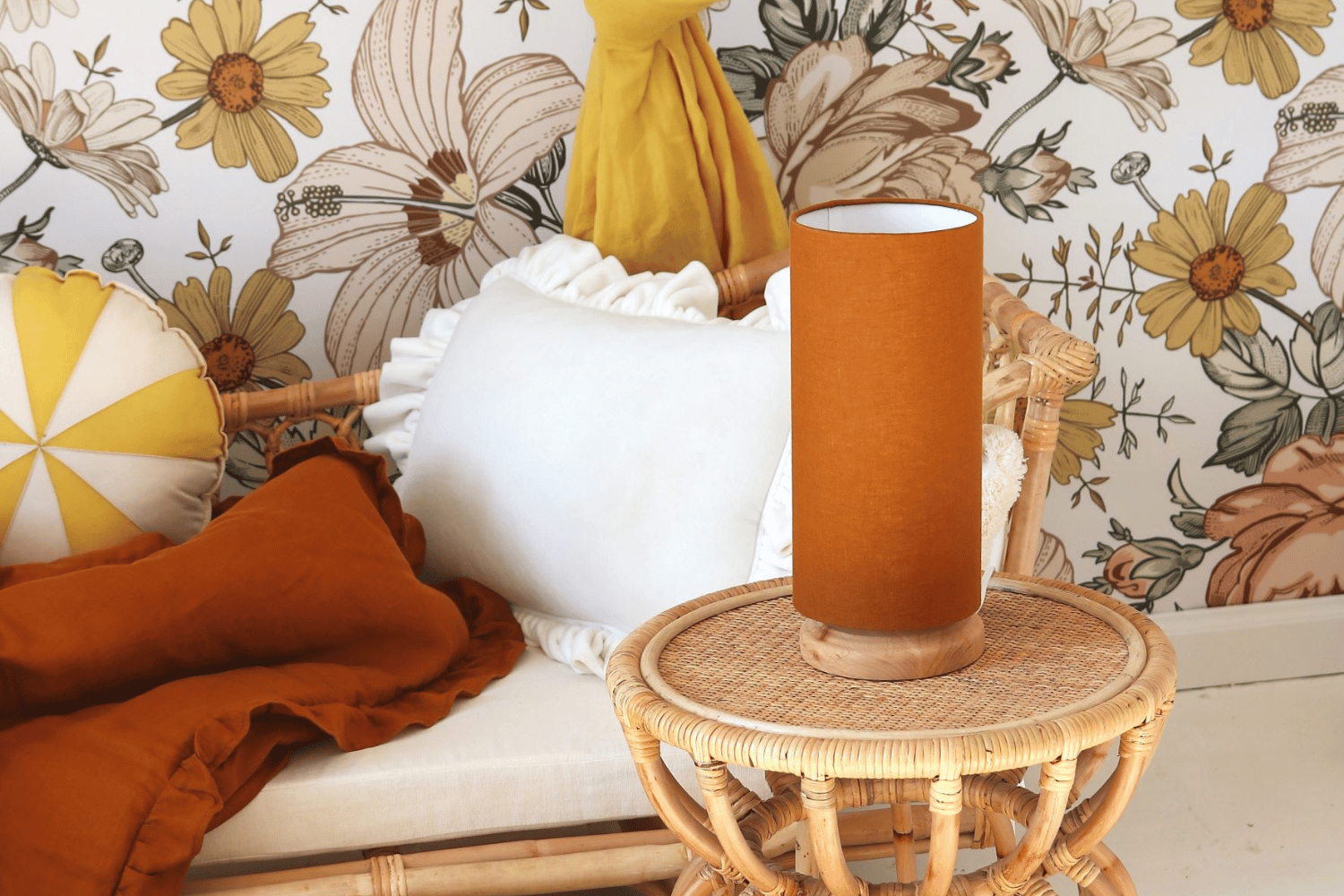 Mustard Linen Small Bedside Lamp