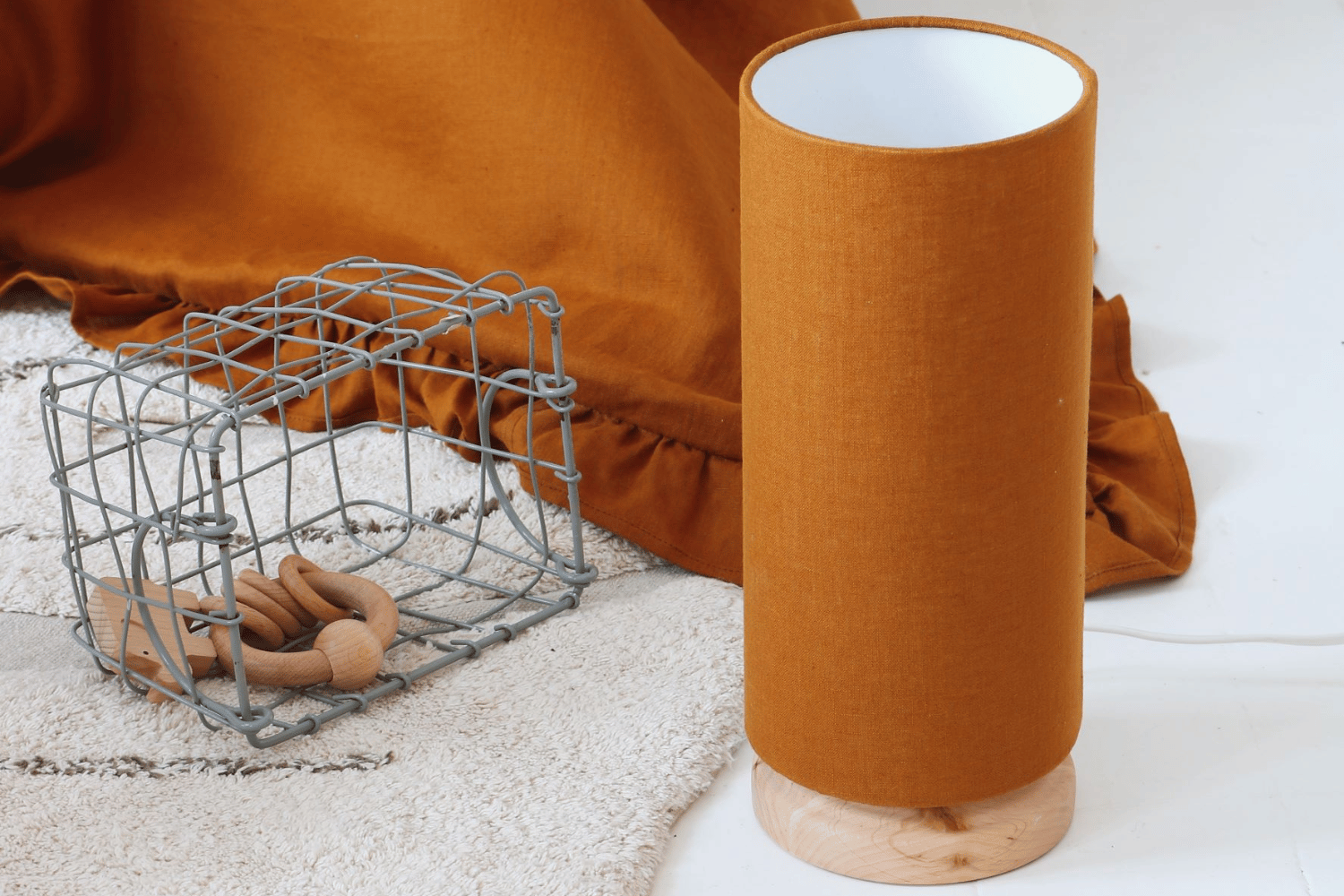 Mustard Linen Small Bedside Lamp