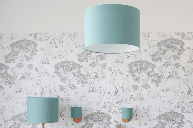 Sea Green Linen Ceiling Lamp