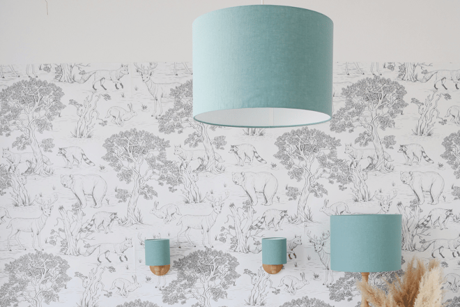 Sea Green Linen Ceiling Lamp