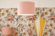 Pink Linen Ceiling Lamp