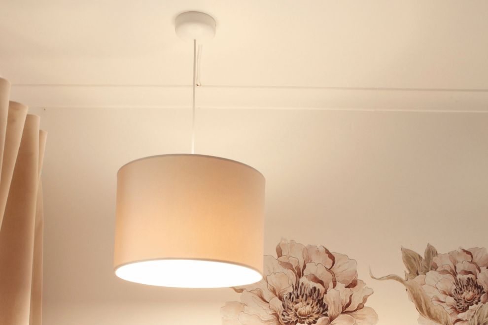 Cream Velvet Ceiling Lamp
