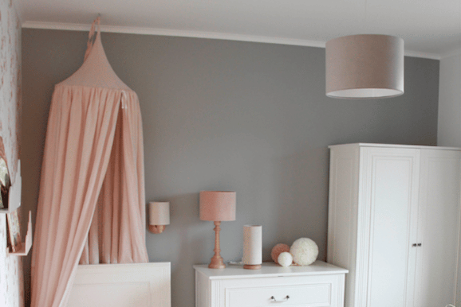 Grey Velvet Ceiling Lamp