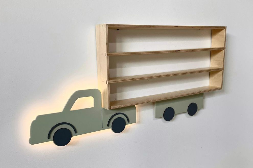 Olive Pickup Truck Shelf / Wall Lamp