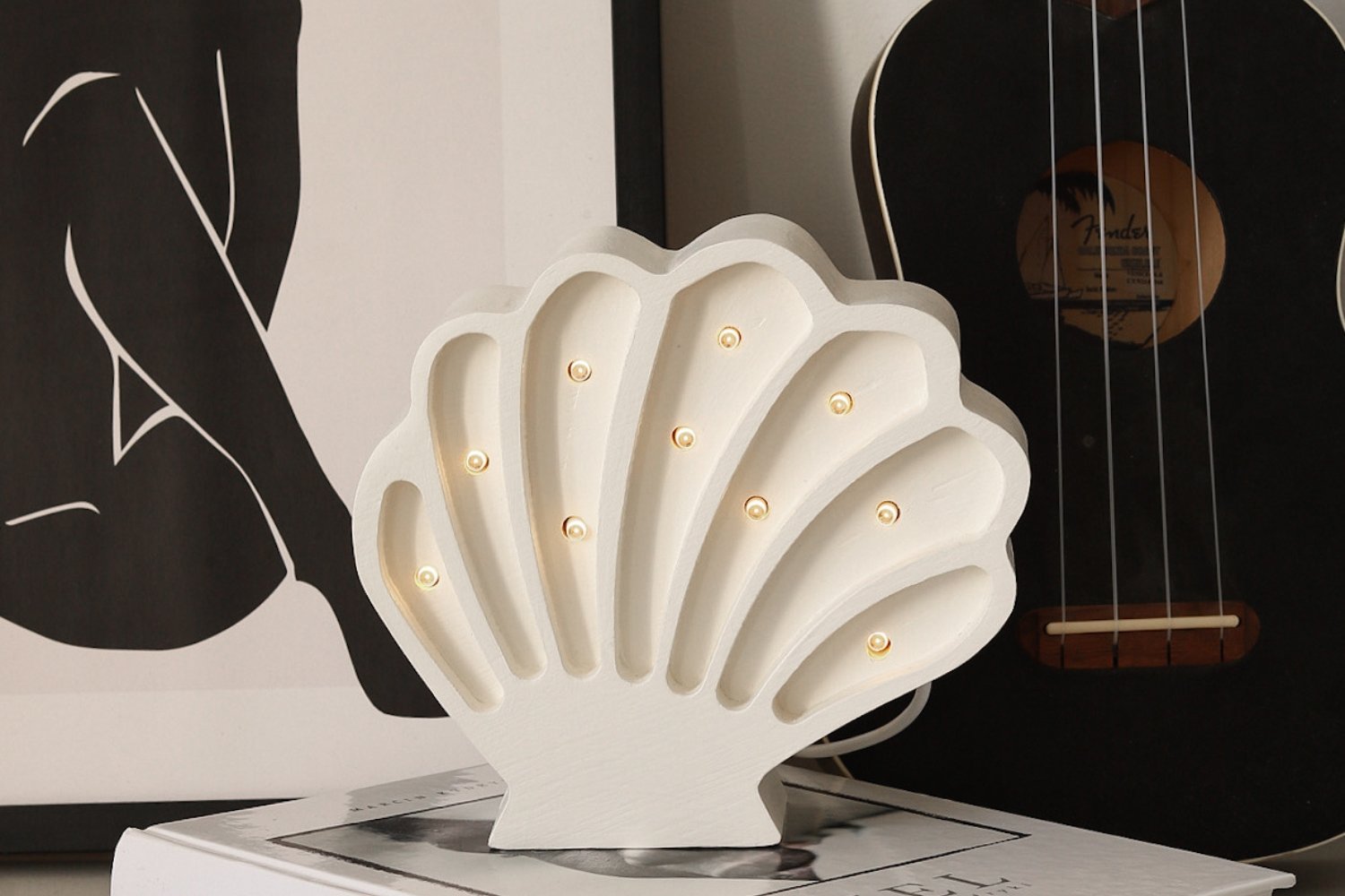 Little Lights Seashell Pearl White Lamp