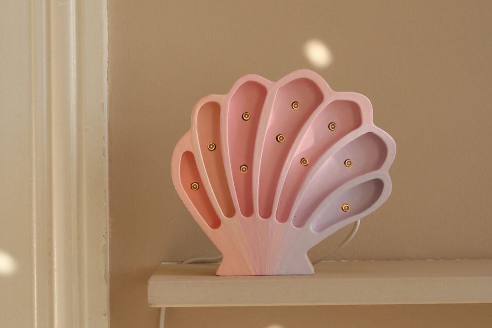 Little Lights Seashell Mermaid Pink Lamp