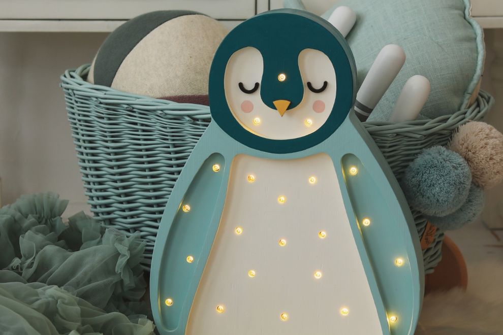 Lampe veilleuse en bois - Pingouin- Little Lights