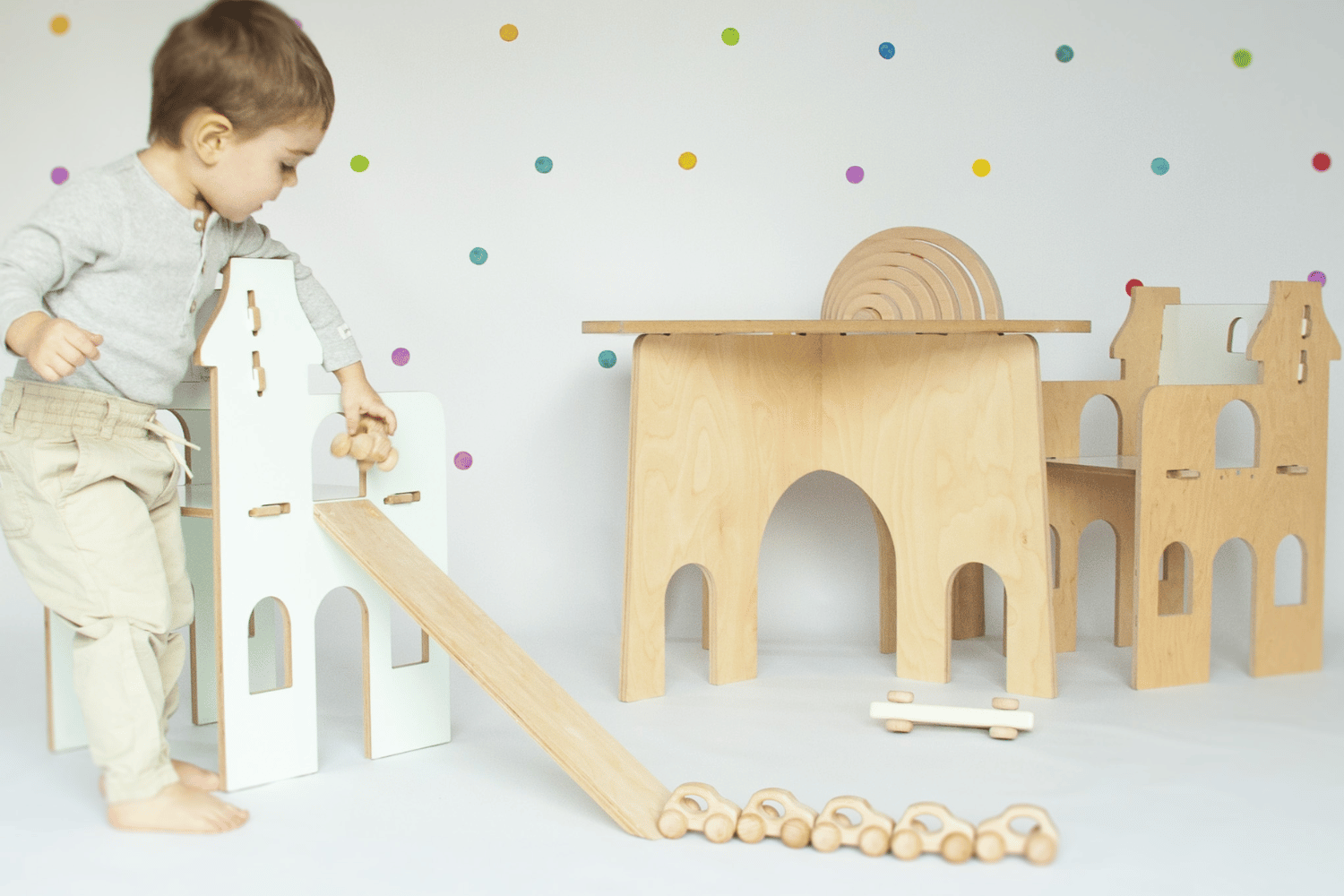 Étagère, Paravent et Bureau Avec Chaise Maison - Bois Naturel