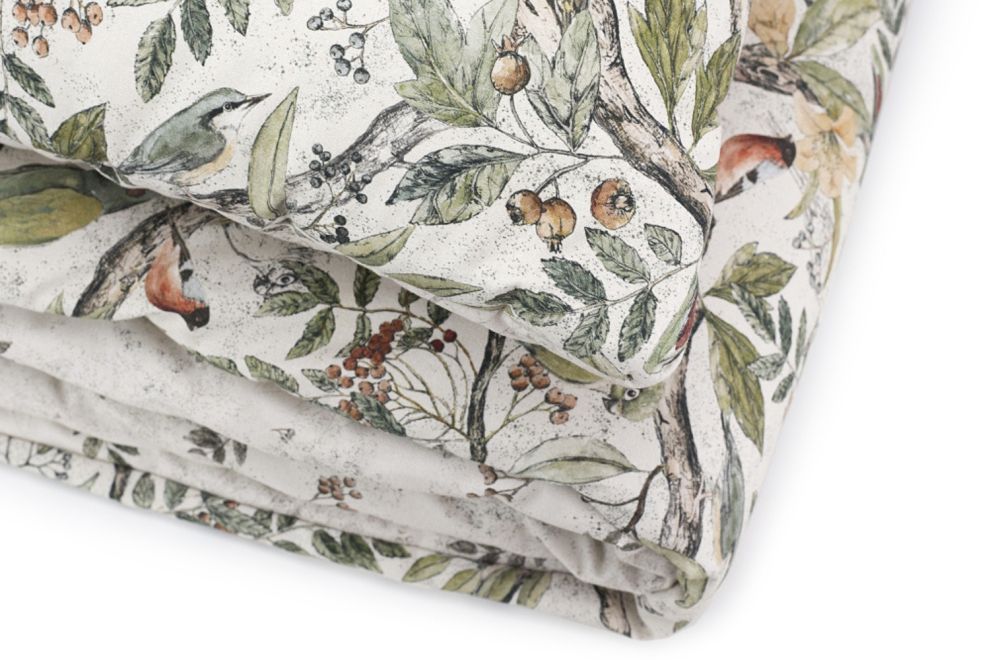 Cotton 120x170 Printed Duvet & Pillow Set - Ornithology