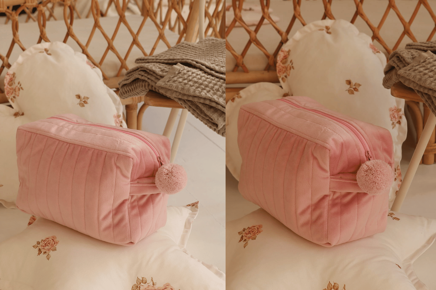 Coral Tulips Quilted Toiletry Bag