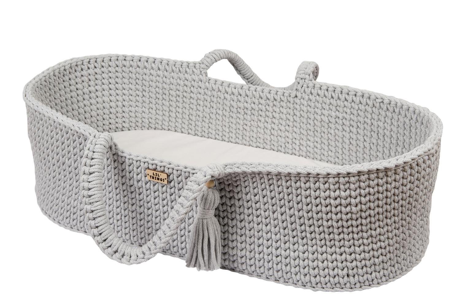 Panier en Crochet Avec Support - Gris