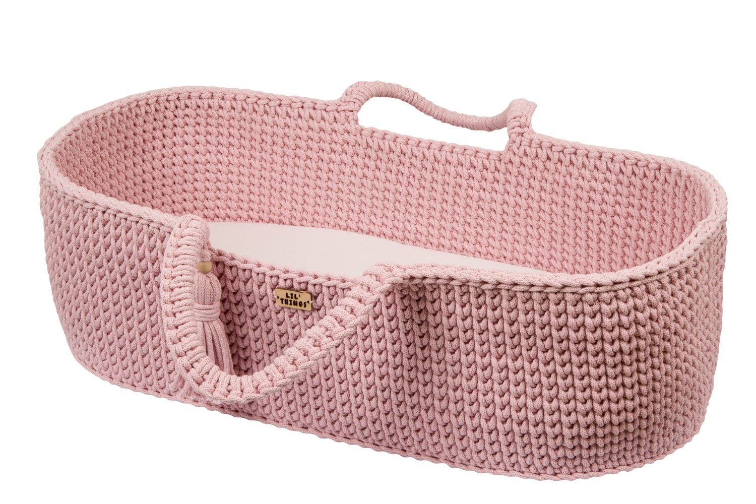 Panier en Crochet Avec Support - Rose