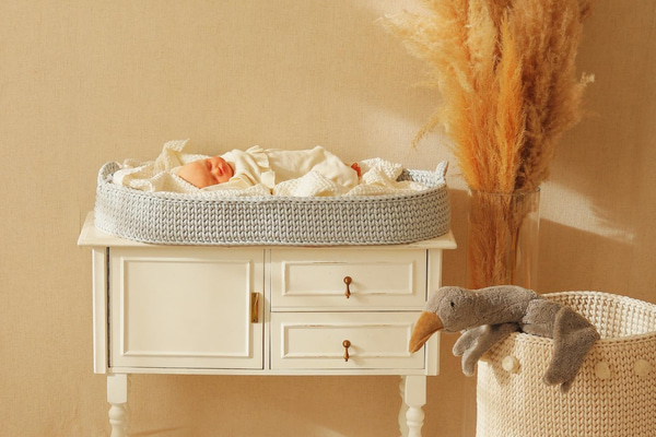 Panier à Langer Crochet avec Matelas - Gris