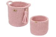 Set of 2 Crochet Toiletry Baskets - Pink