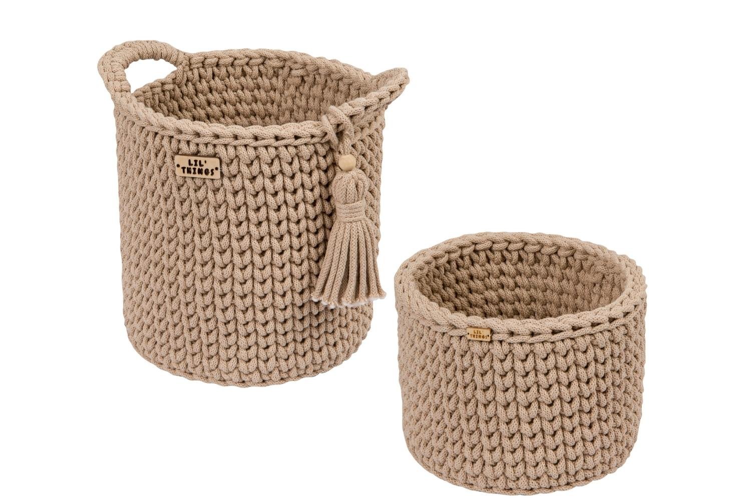 Saldi Estivi - Set di 2 Cestini da Toilette all'uncinetto - Moka